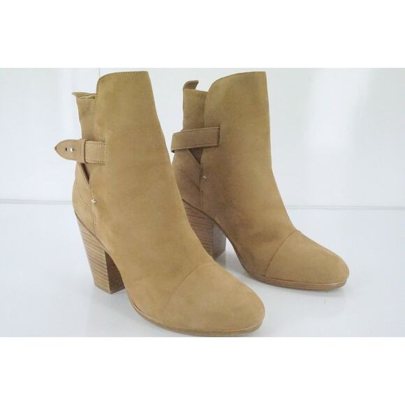Rag & Bone Kinsey Brown Suede Block Heels Ankle Boots Size 38 $595 NIB - Picture 9 of 11